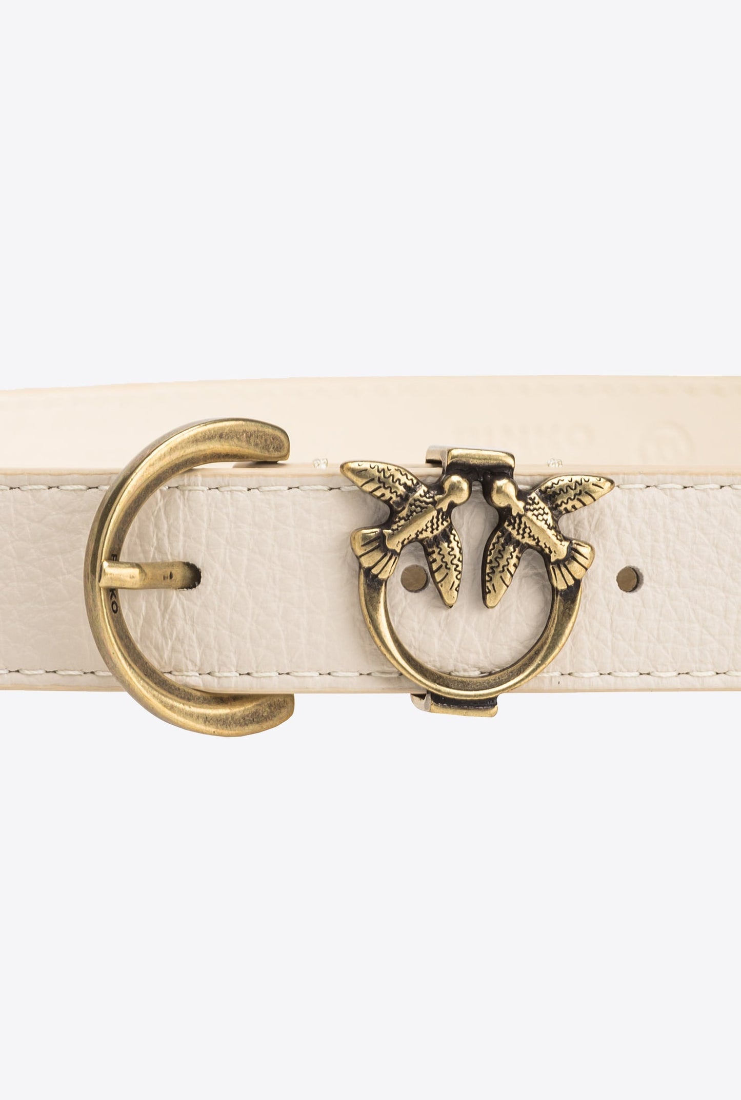 Tumbled leather belt with Love Birds detail, 2.5 cm
