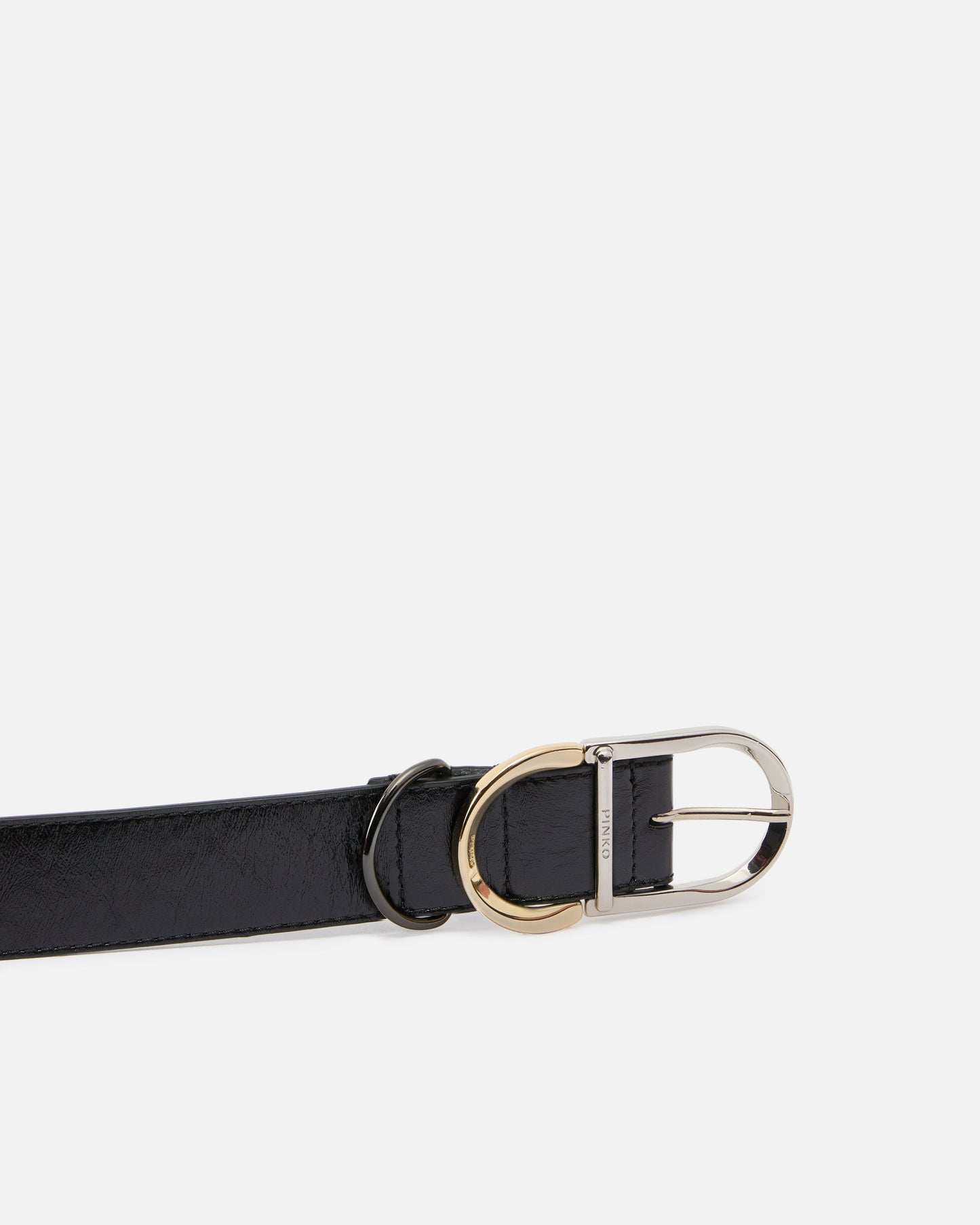 Shiny leather belt with metal loops, 4 cm