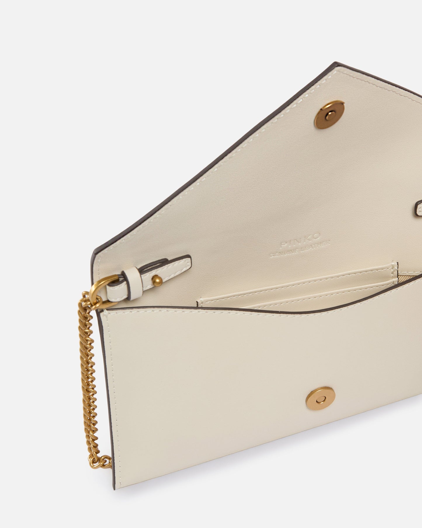 Small smooth leather envelope clutch bag with Love Birds logo