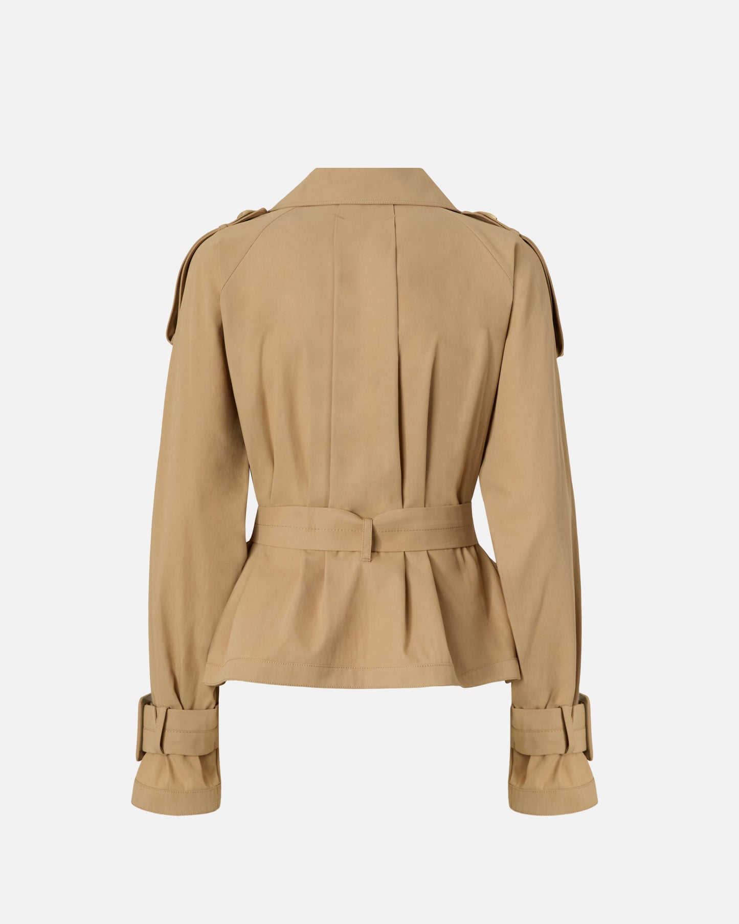 Short cotton trench coat with belt