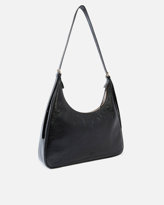 Miss logo medium hobo shoulder bag in shiny leather