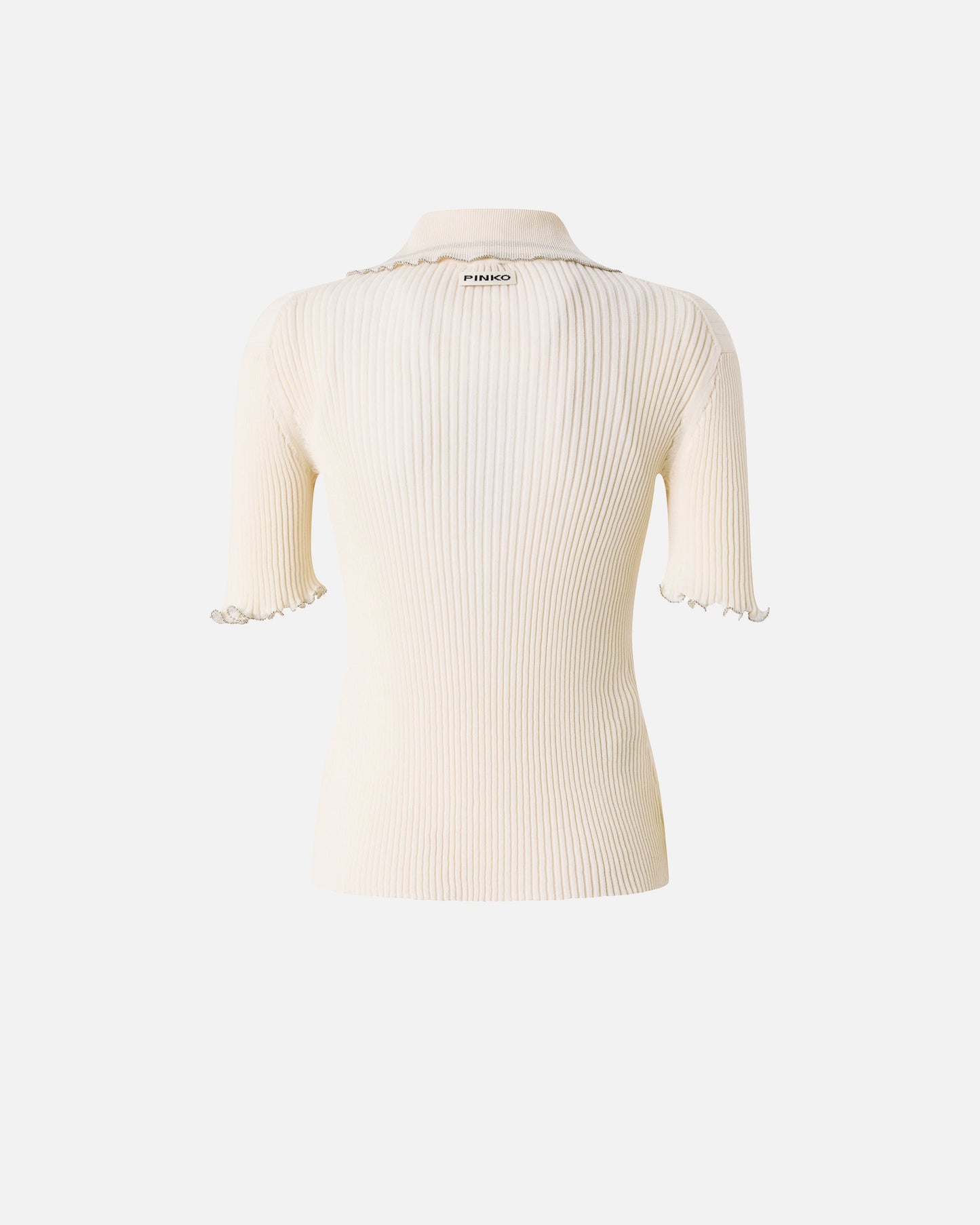 Ribbed sweater with jewel edges