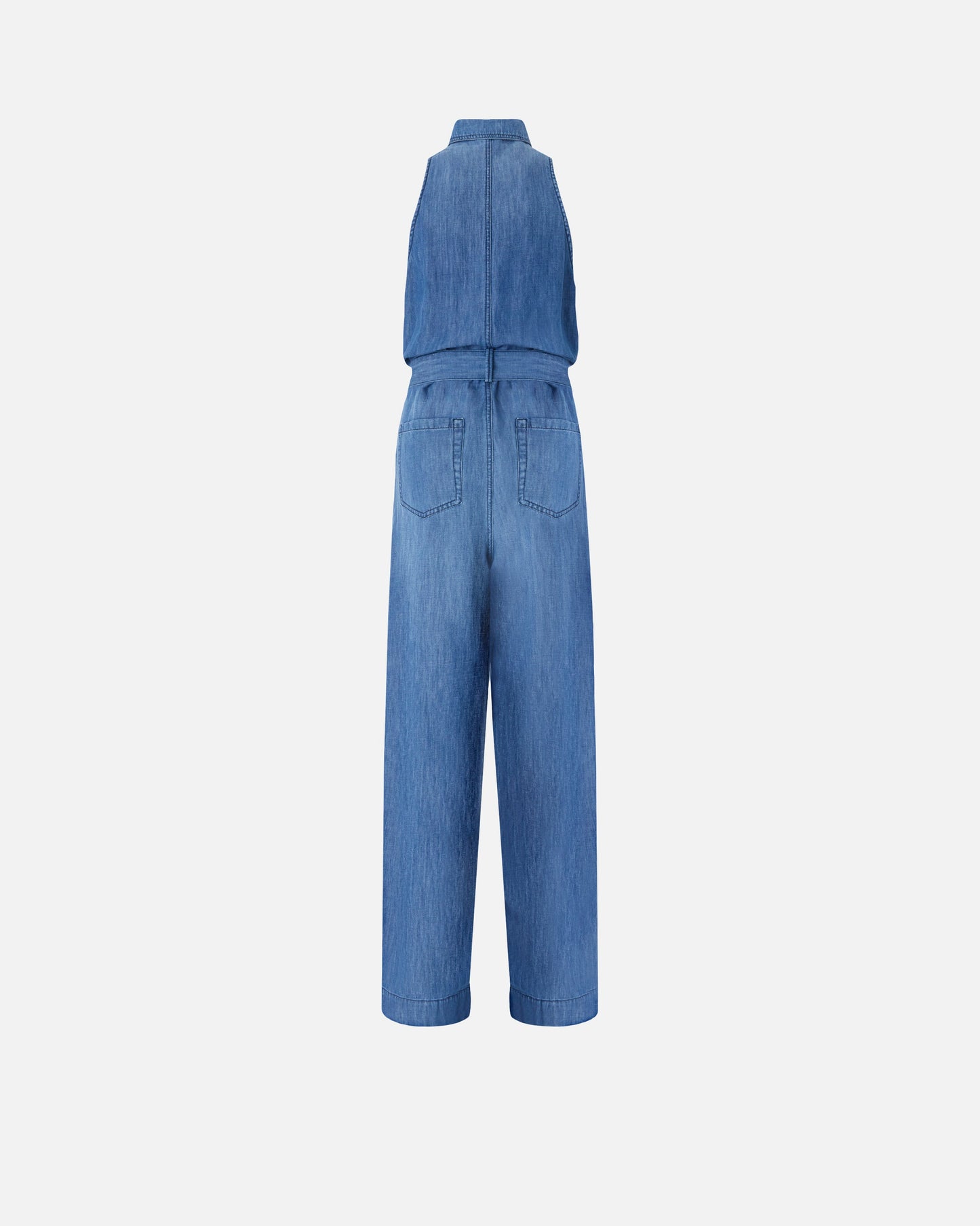 Denim jumpsuit with belt