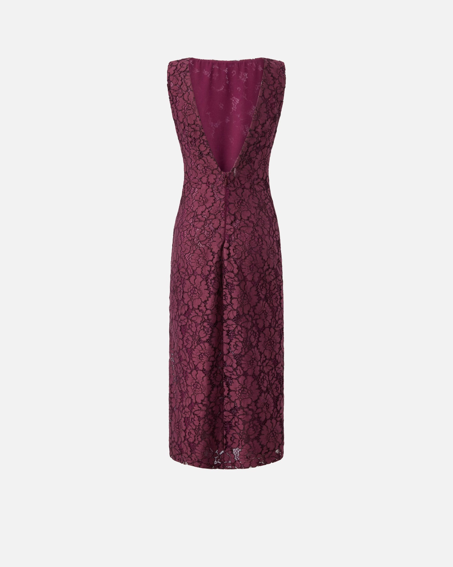 Floral lace dress with plunging rear neckline