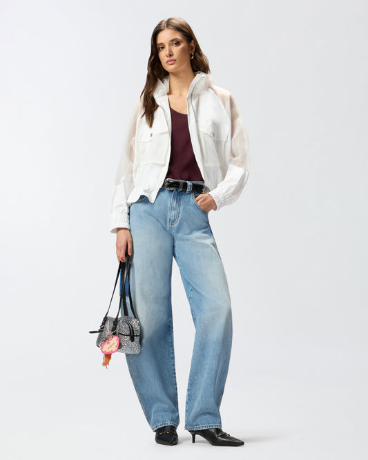 Technical jacket with sheer inserts