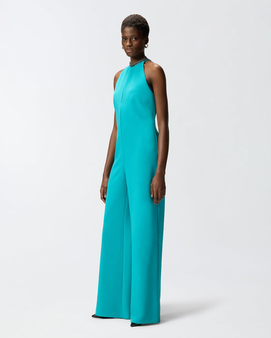 Long playsuit with halterneck and jewel decoration