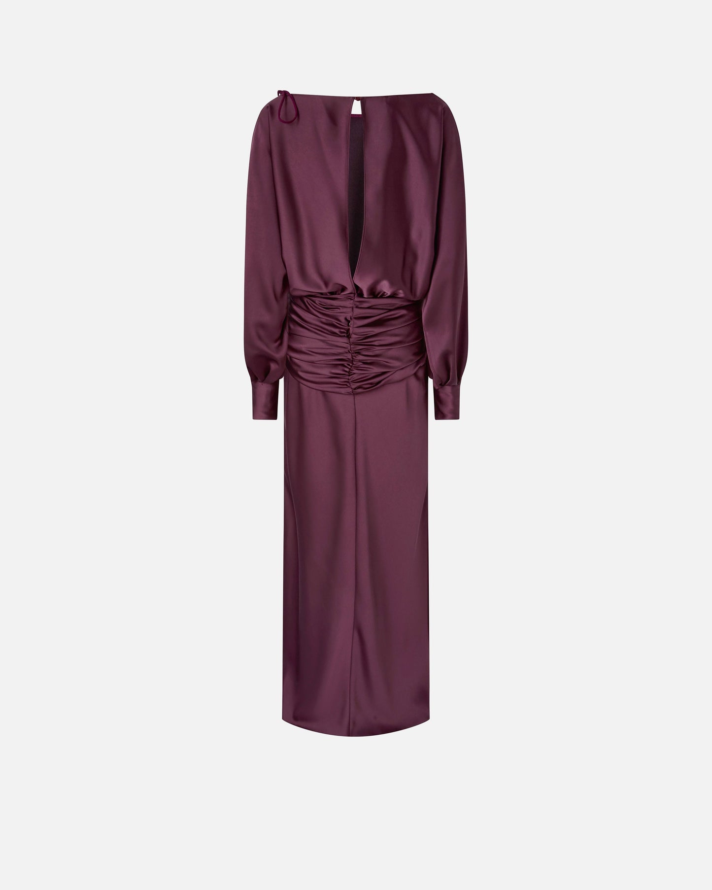 Long satin dress with draping