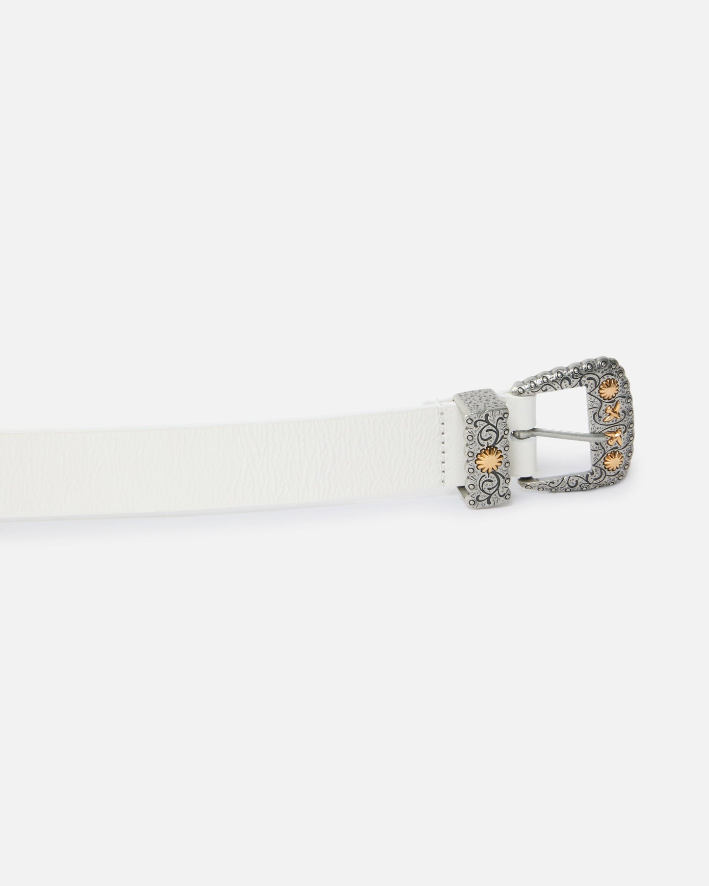 Shiny leather belt with metallic finishes, 3 cm