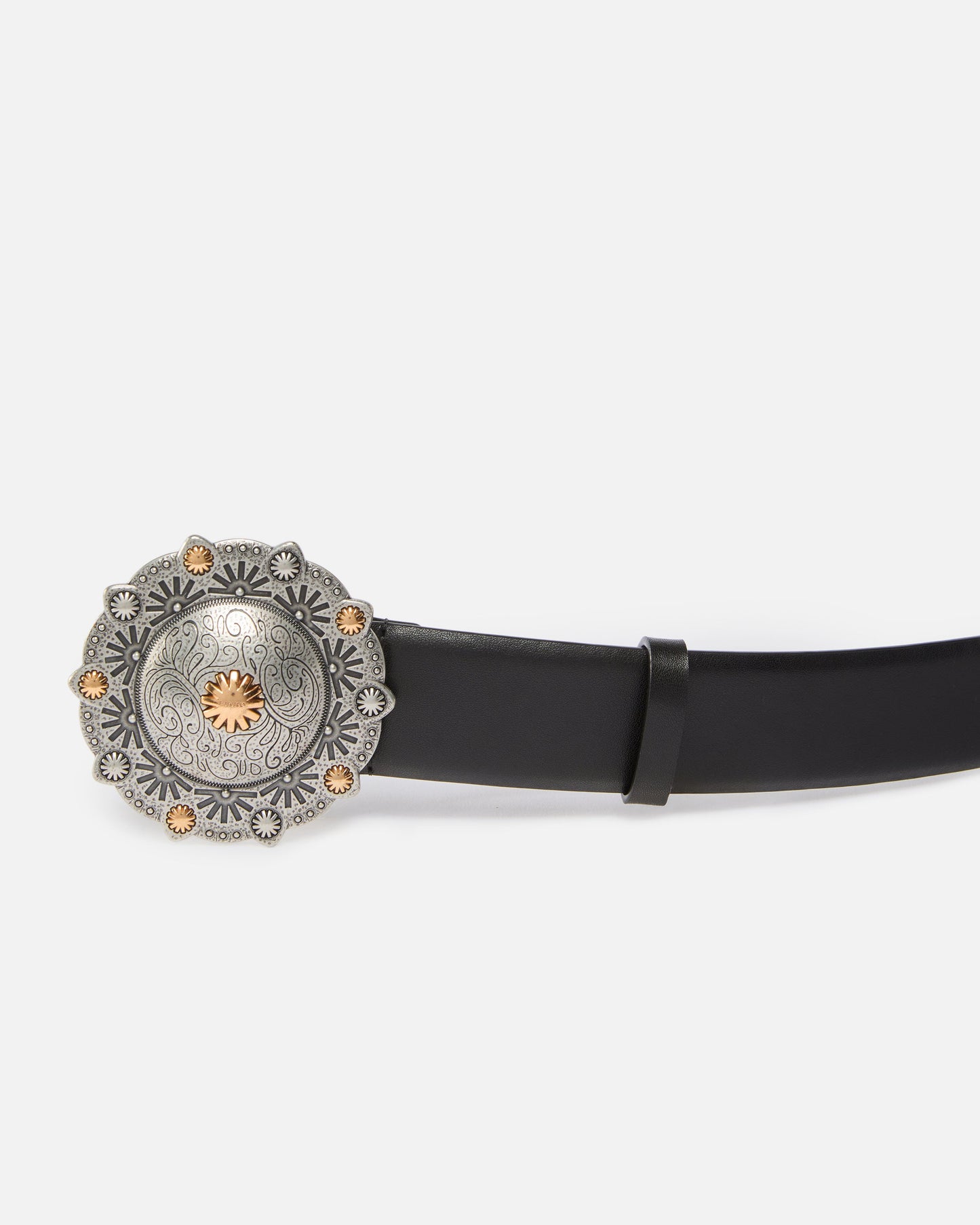 Leather belt with jewel medallion, 4cm