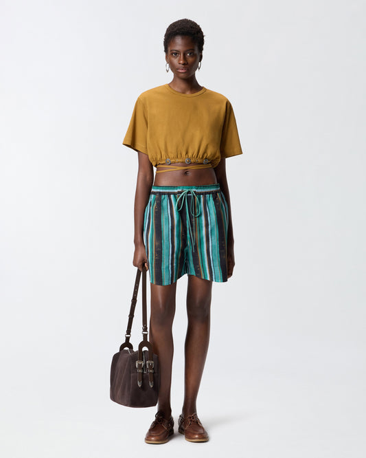 Cropped T-shirt with lace and Texan details
