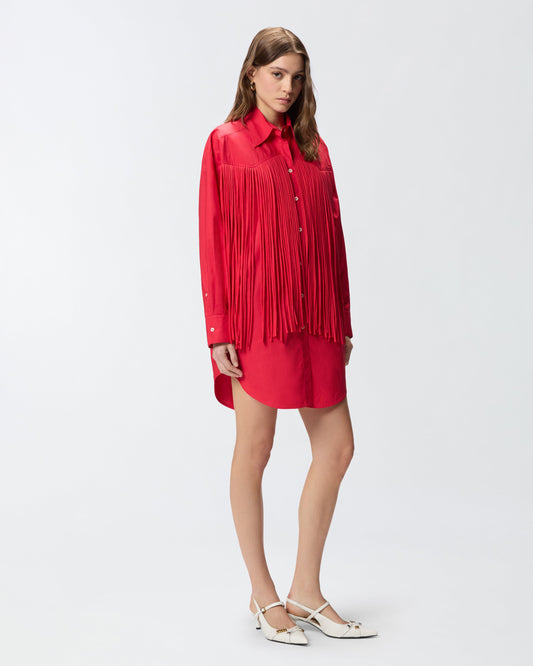 Mini shirt dress with fringing