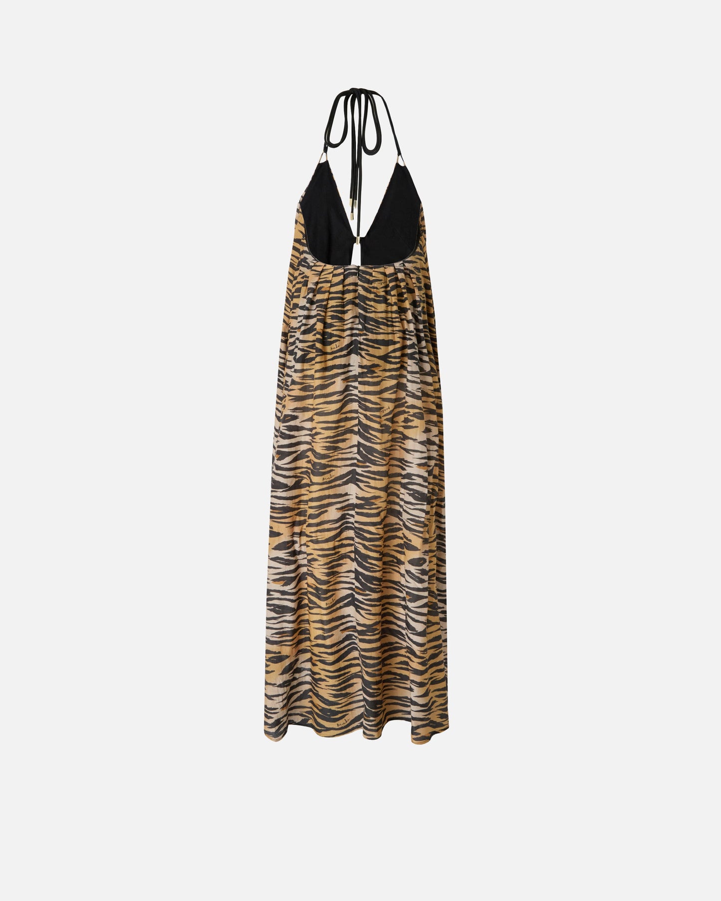 Long halterneck dress with animal print