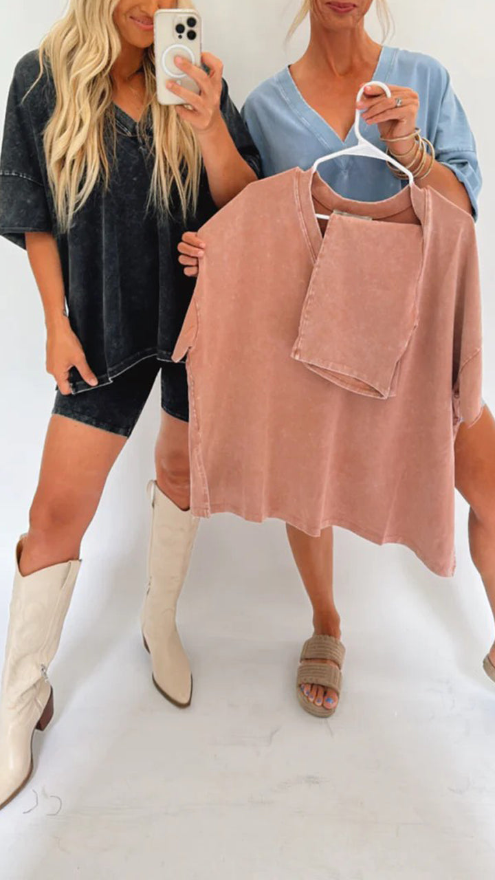 Sommerliches gewaschenes Set für Damen (2 kaufen, kostenloser Versand)