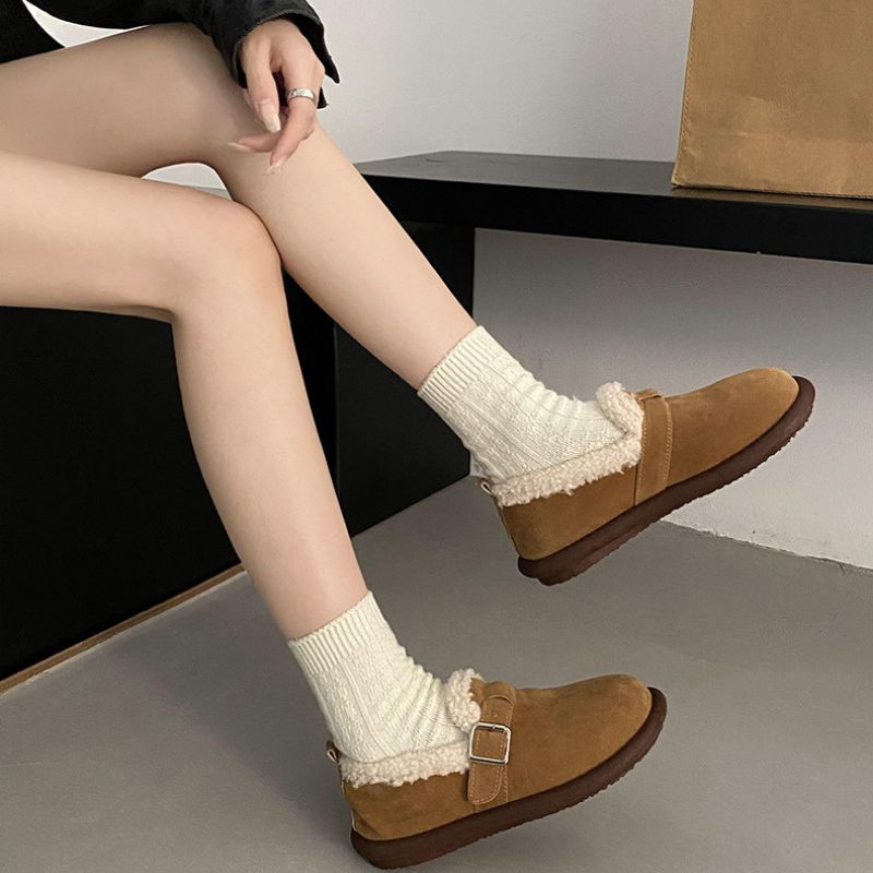 Damen Plüsch-Slipper mit runder Zehenpartie