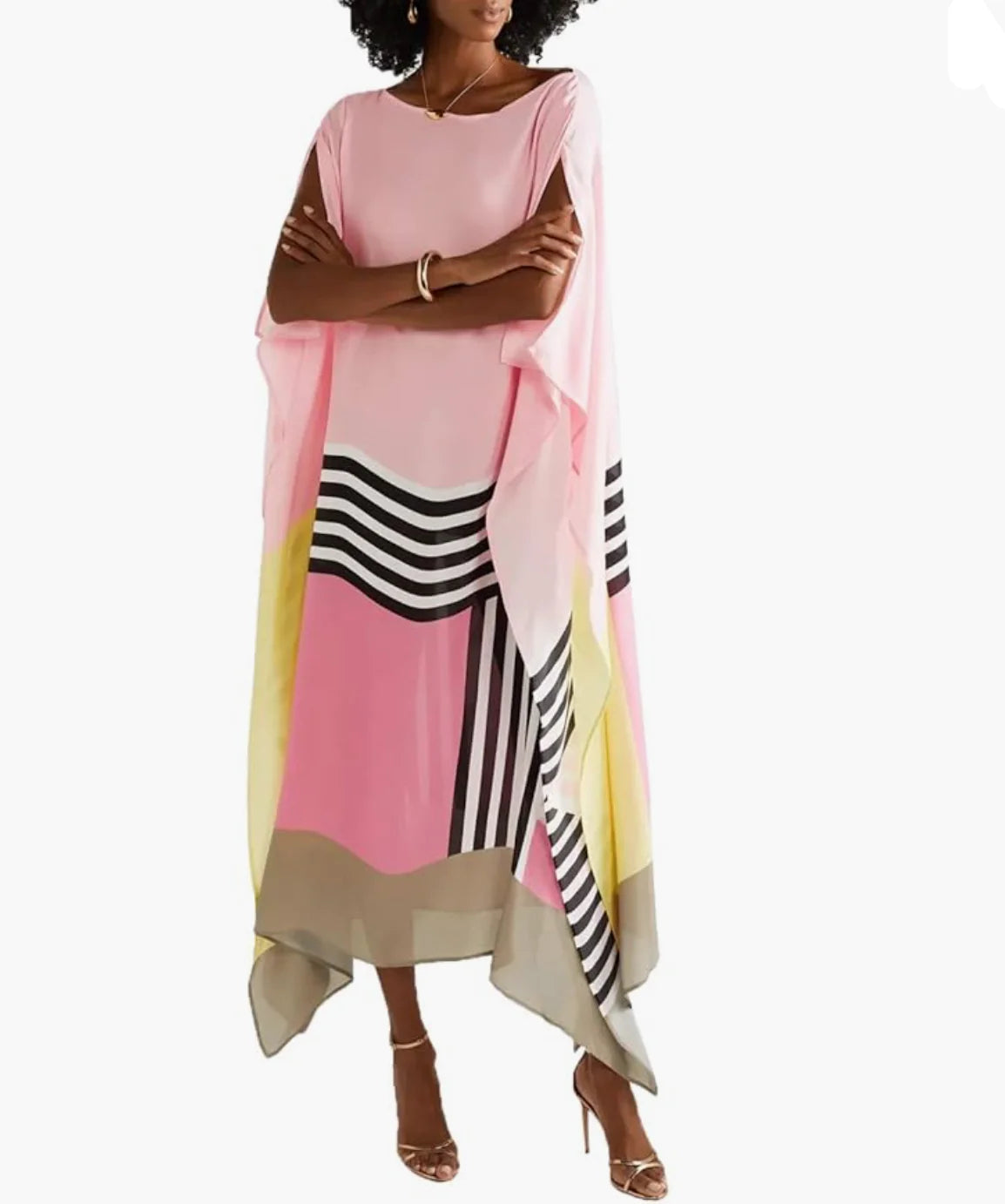 Pink kaftan with candy stripes