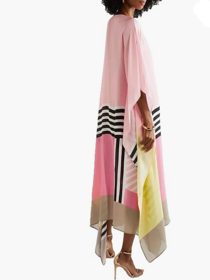 Pink kaftan with candy stripes