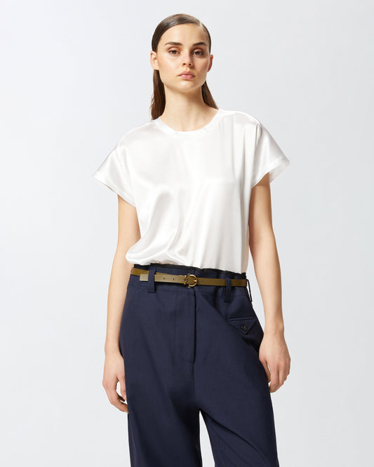 Satin blouse with cap sleeves