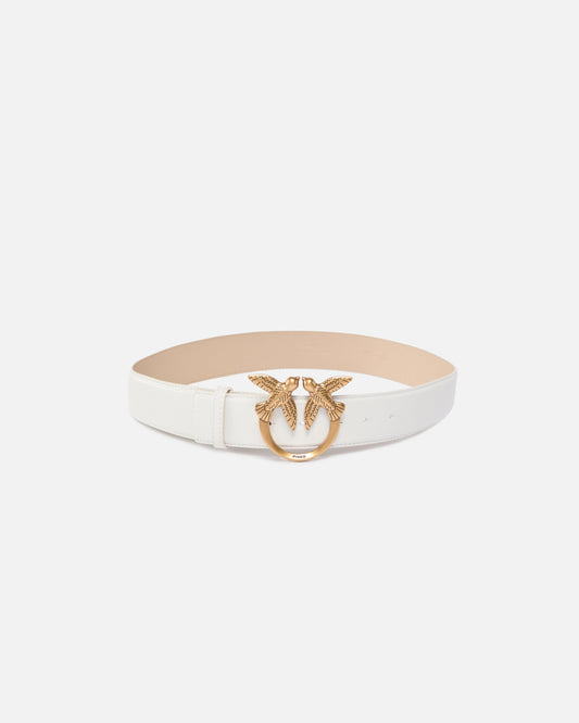 Leather belt with Love Birds buckle, 4 cm