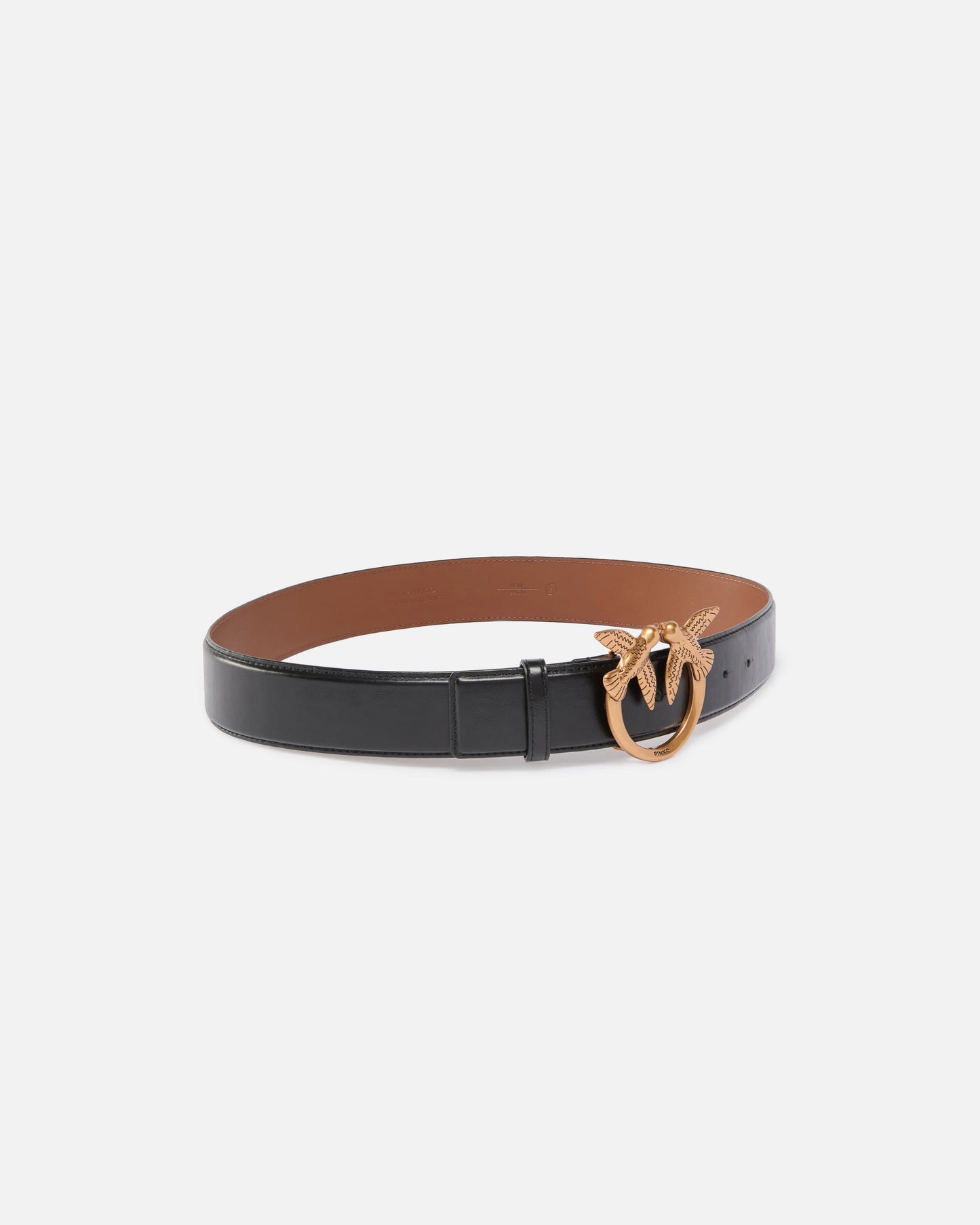 Leather belt with Love Birds buckle, 4 cm