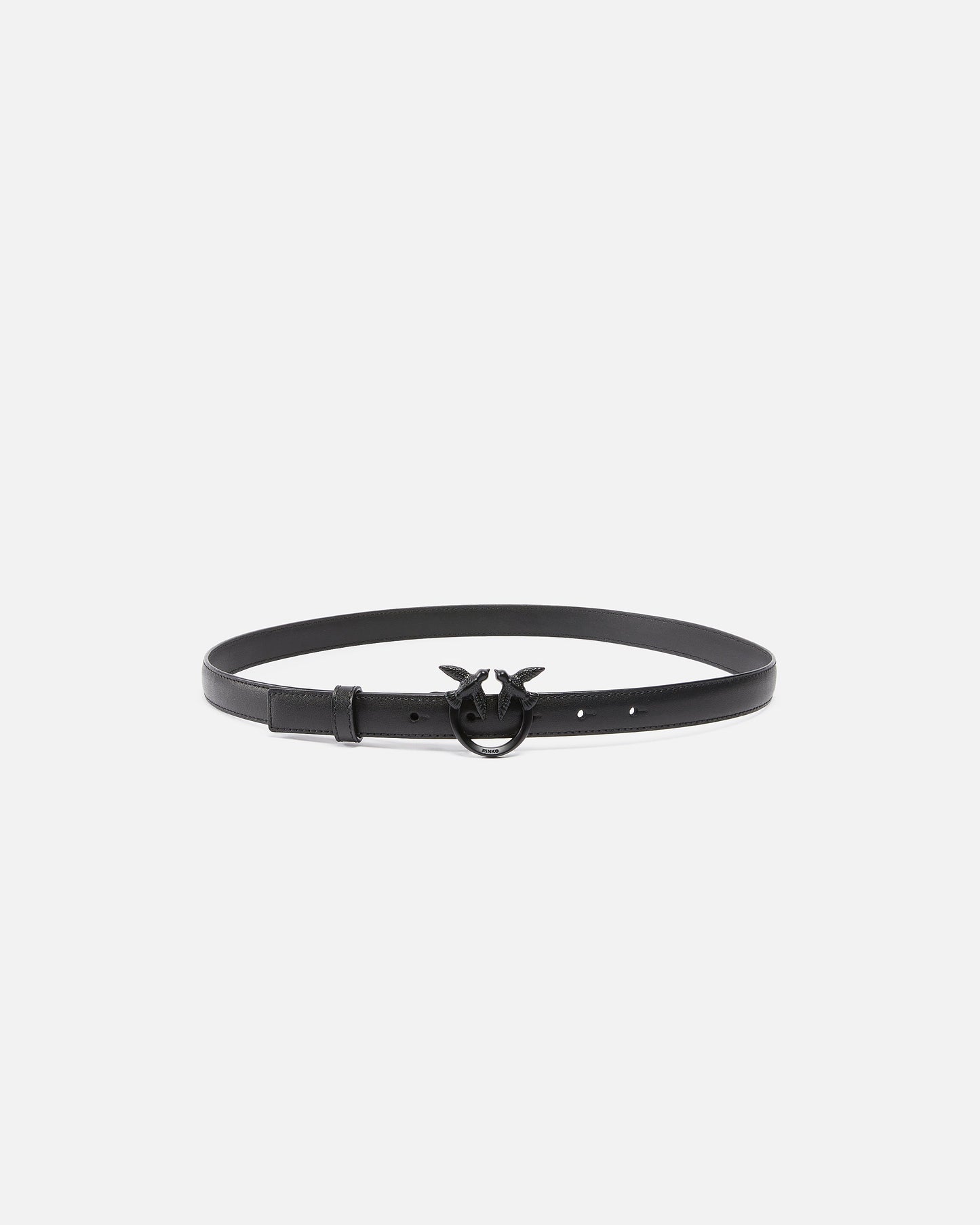 Thin colour-block Love Birds leather belt 2cm