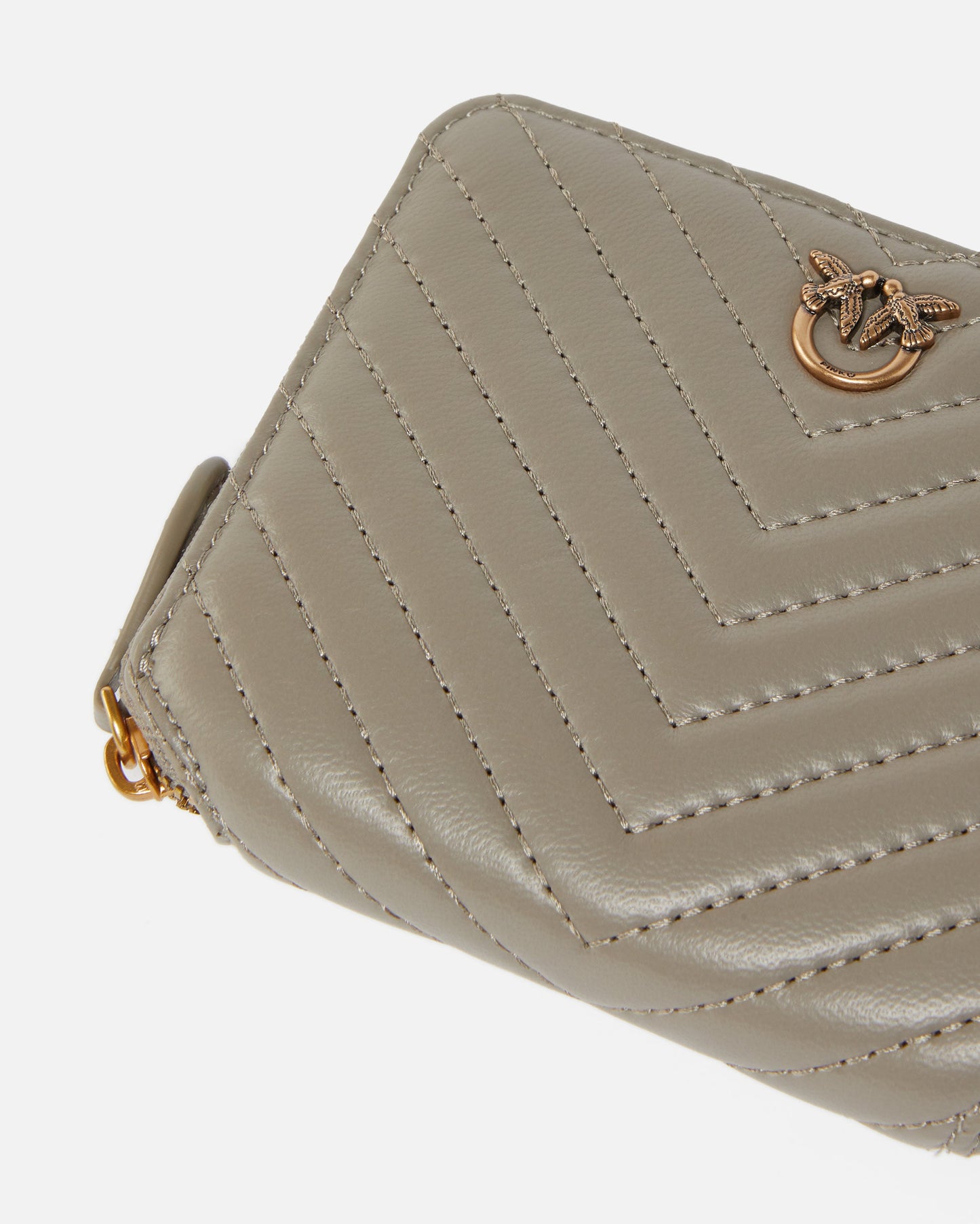 Square quilted nappa leather zip-around purse