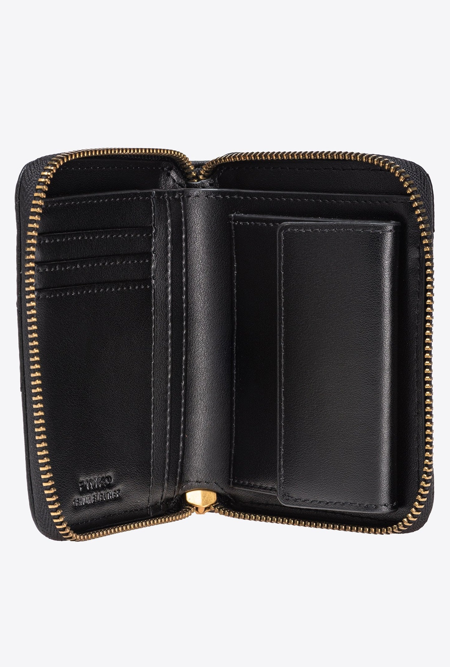 Square quilted nappa leather zip-around purse