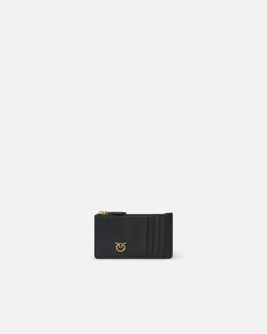 Zipped chevron-patterned card holder