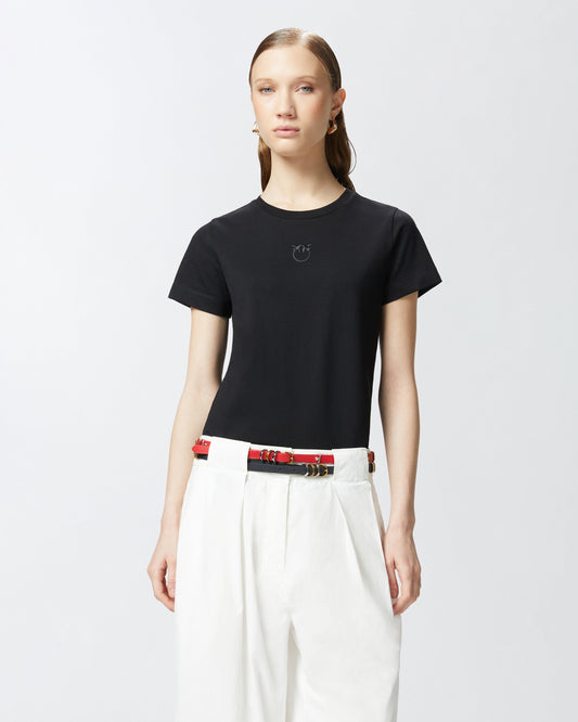 Short-sleeved T-shirt with embroidered logo