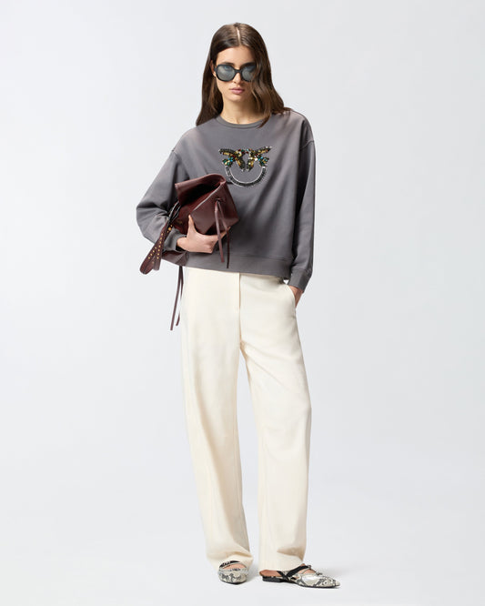 Sweatshirt with Love Birds jewel maxi embroidery