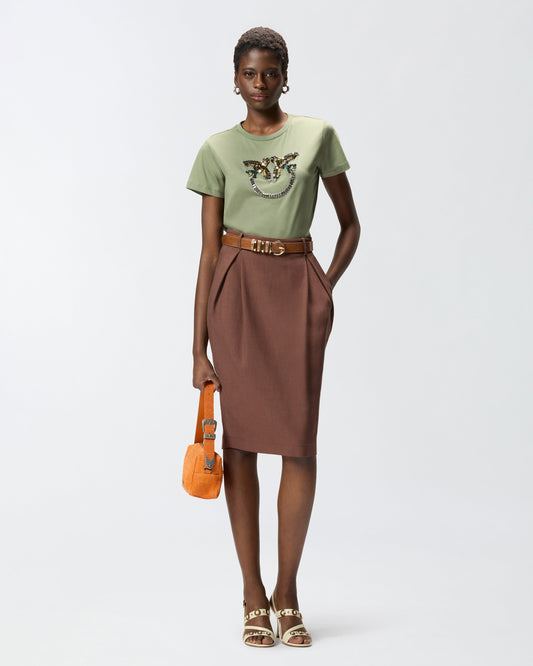 T-shirt with Love Birds jewel maxi embroidery