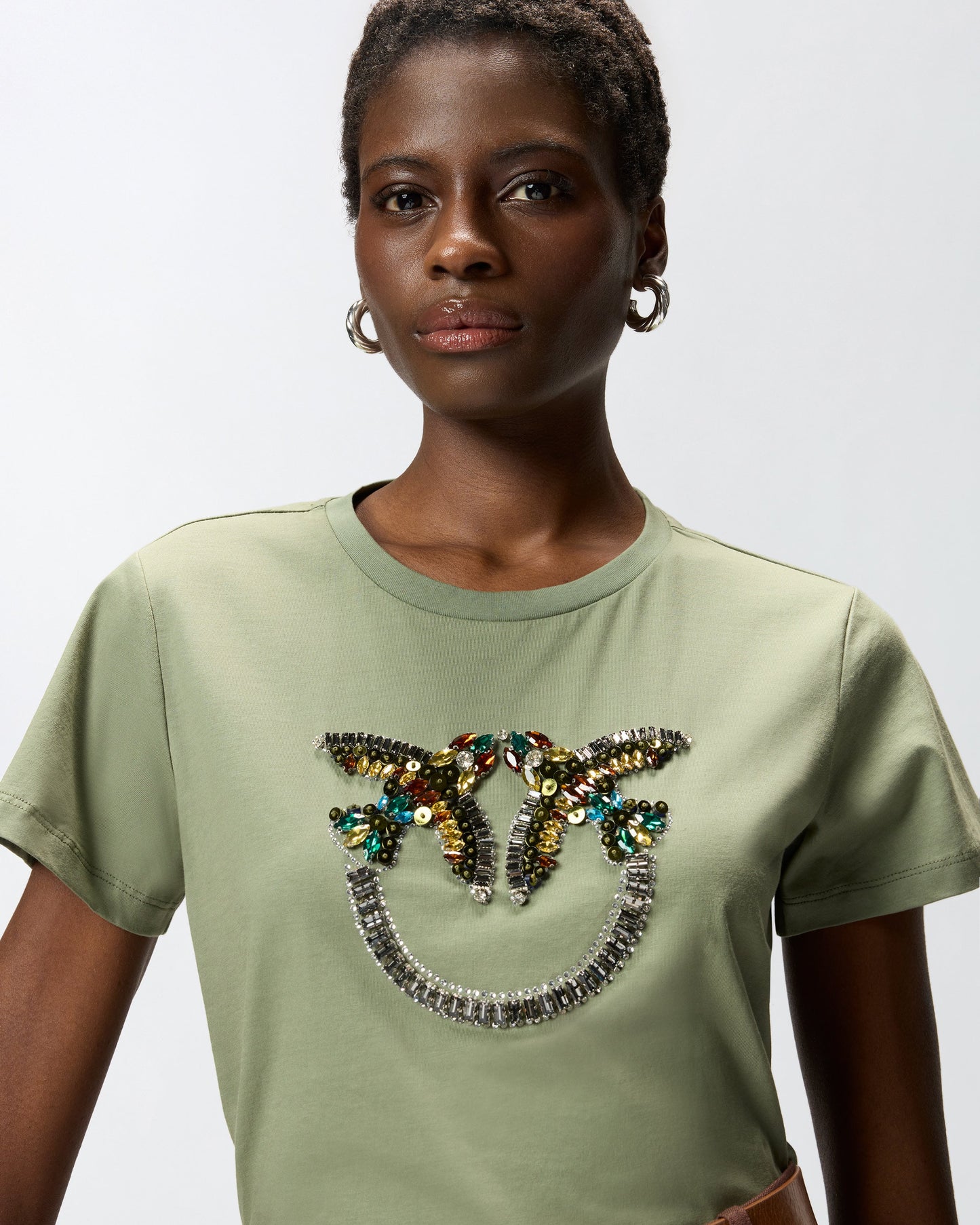T-shirt with Love Birds jewel maxi embroidery
