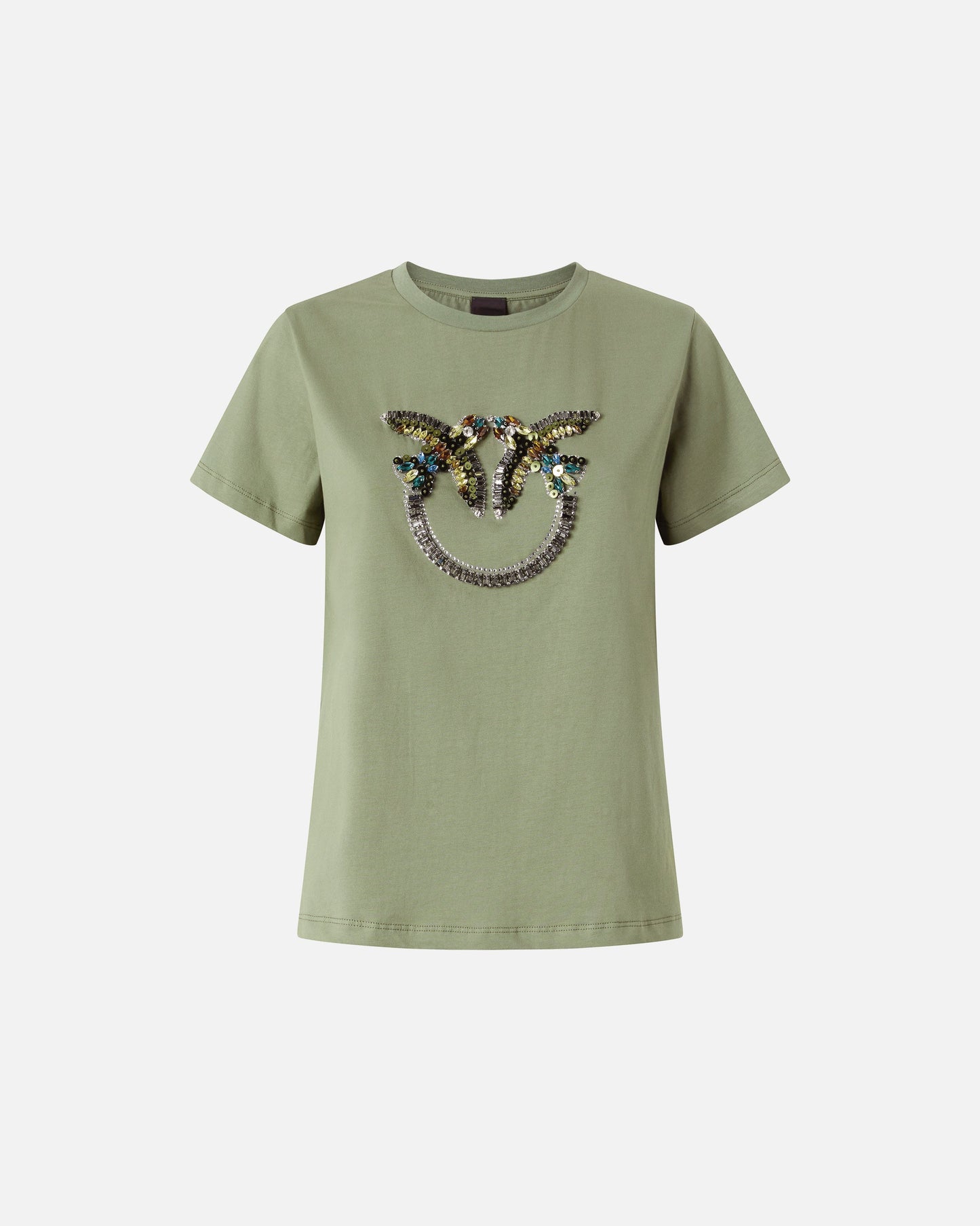 T-shirt with Love Birds jewel maxi embroidery