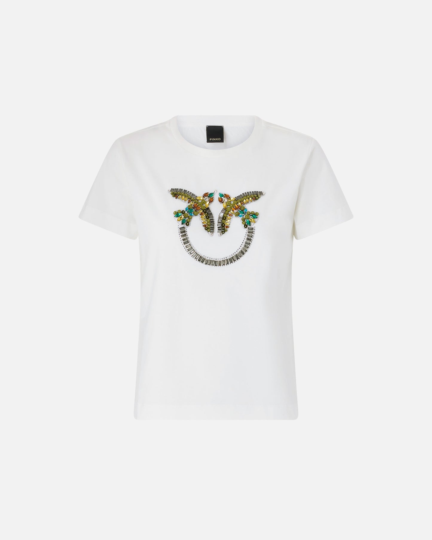 T-shirt with Love Birds jewel maxi embroidery
