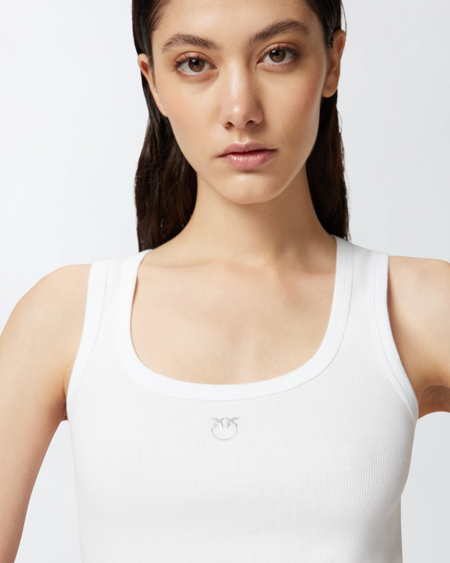 Ribbed vest top with birds logo