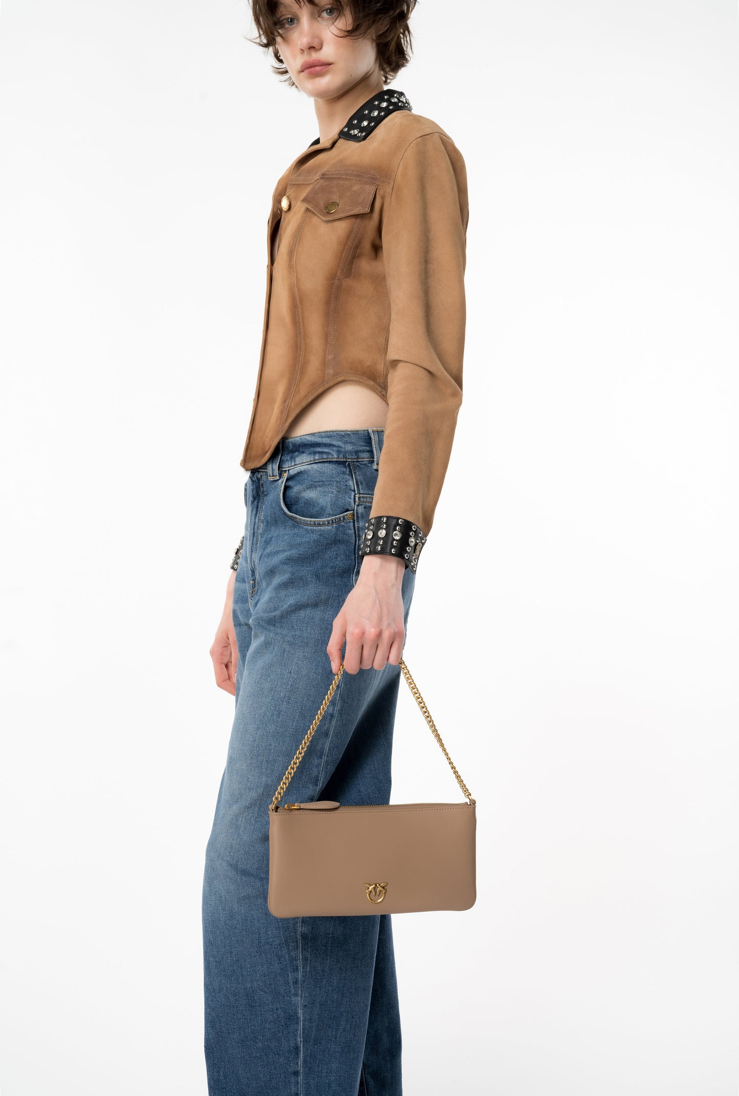 Horizontal Flat Bag in leather