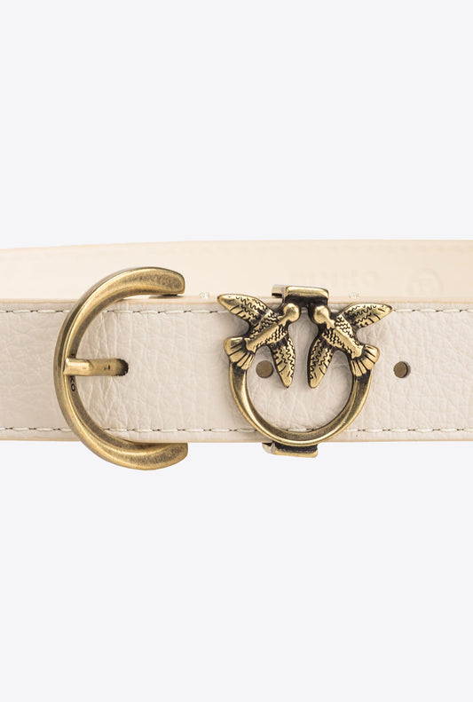Tumbled leather belt with Love Birds detail, 2.5 cm