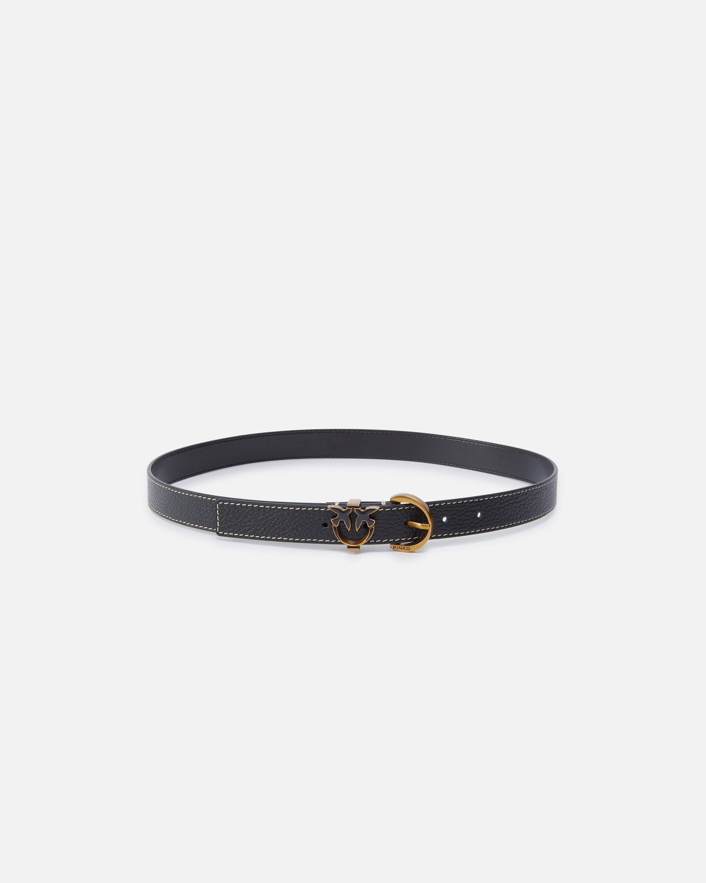 Tumbled leather belt with Love Birds detail, 2.5 cm