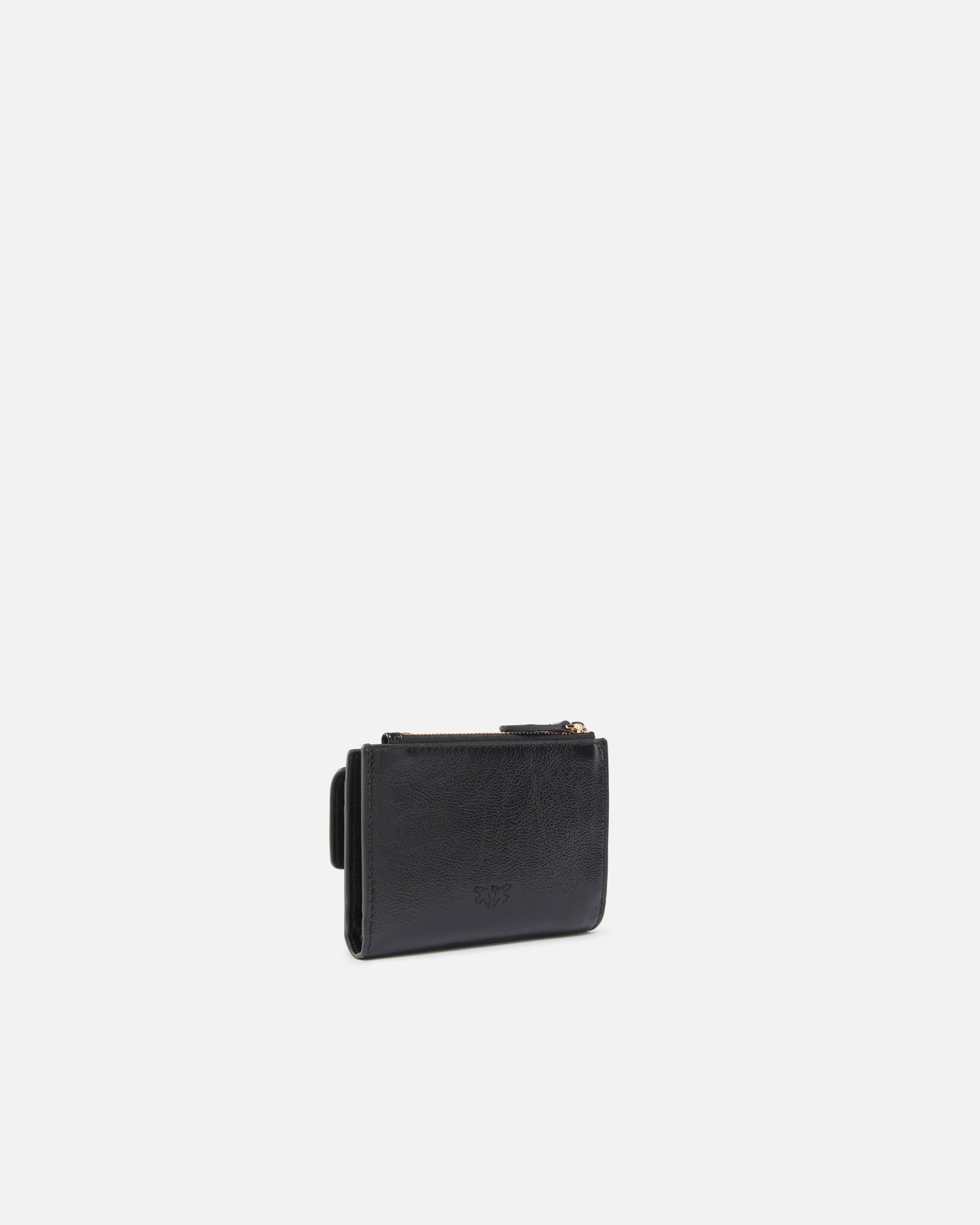 Compact small wallet in shiny leather with logo