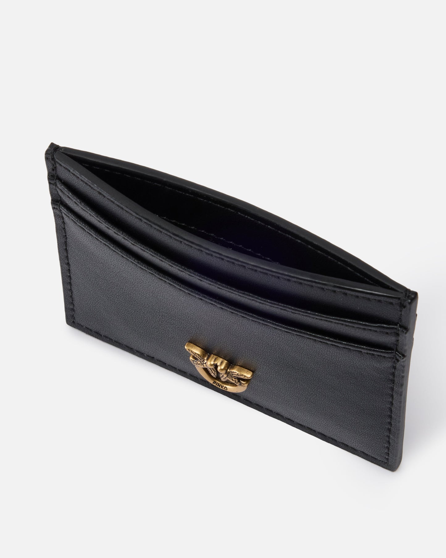 Leather card holder with Love Birds logo