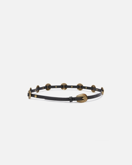 Thin belt with engraved metal plates 1cm