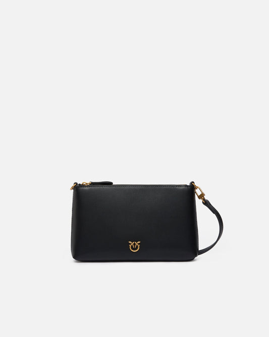Flat leather clutch with Love Birds logo