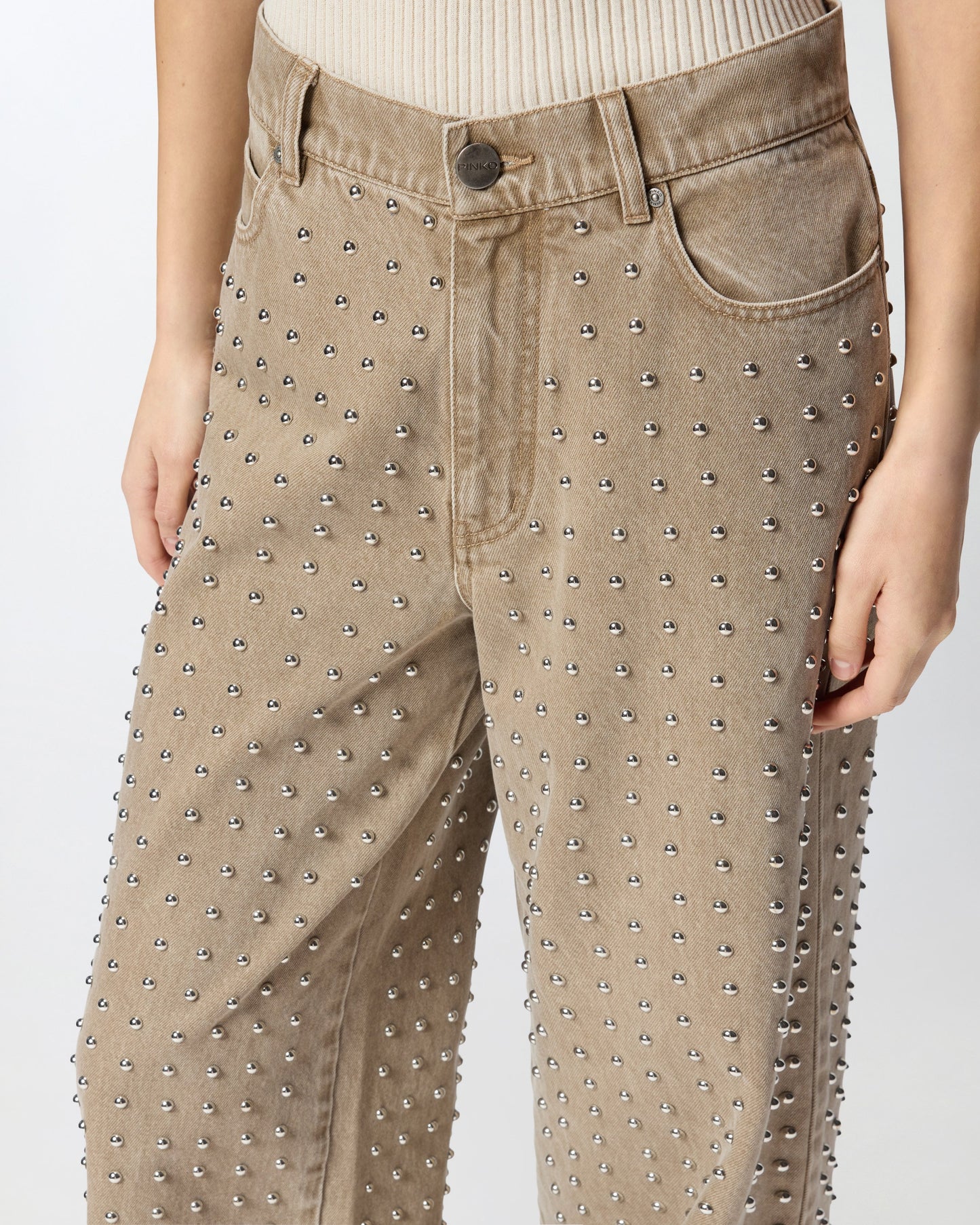 Brown jeans with studs
