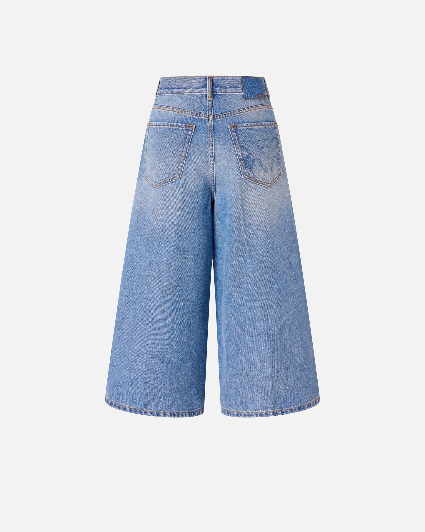 Wide-leg denim Bermuda shorts