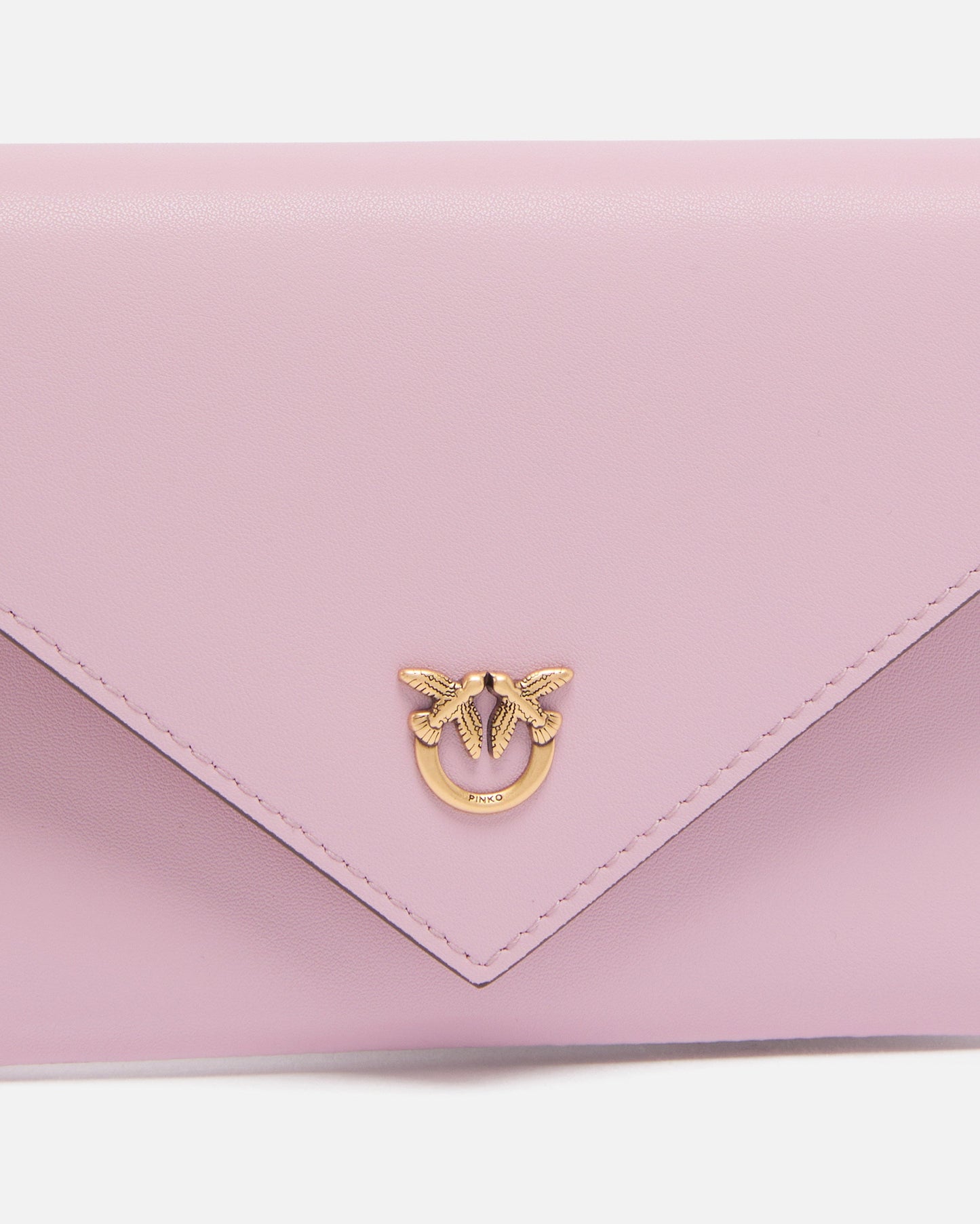 Small smooth leather envelope clutch bag with Love Birds logo
