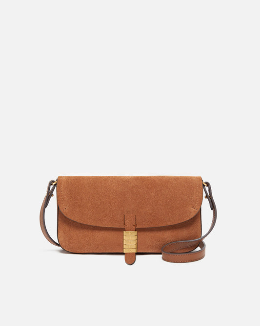 Saddle Flat medium shoulder bag in suede