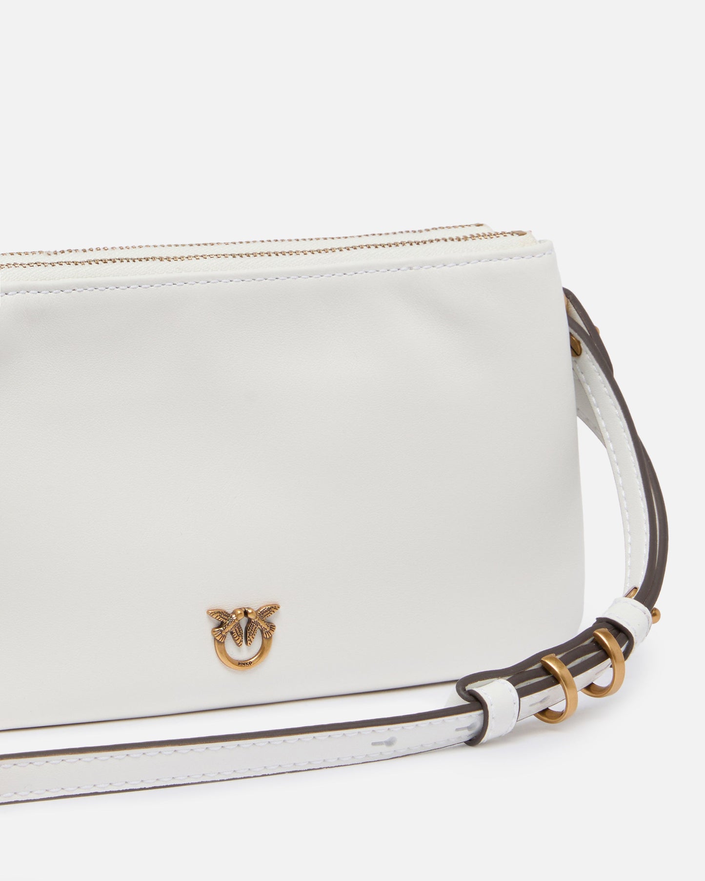 Leather Mini Double Bag with shoulder strap