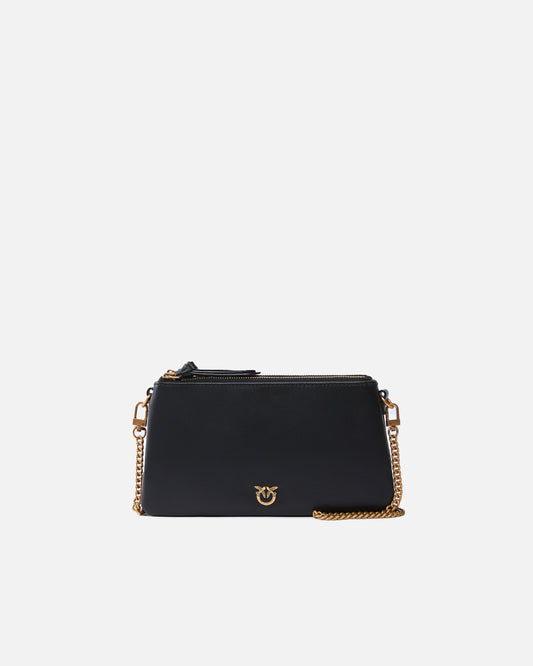 Leather Mini Double Bag with shoulder strap