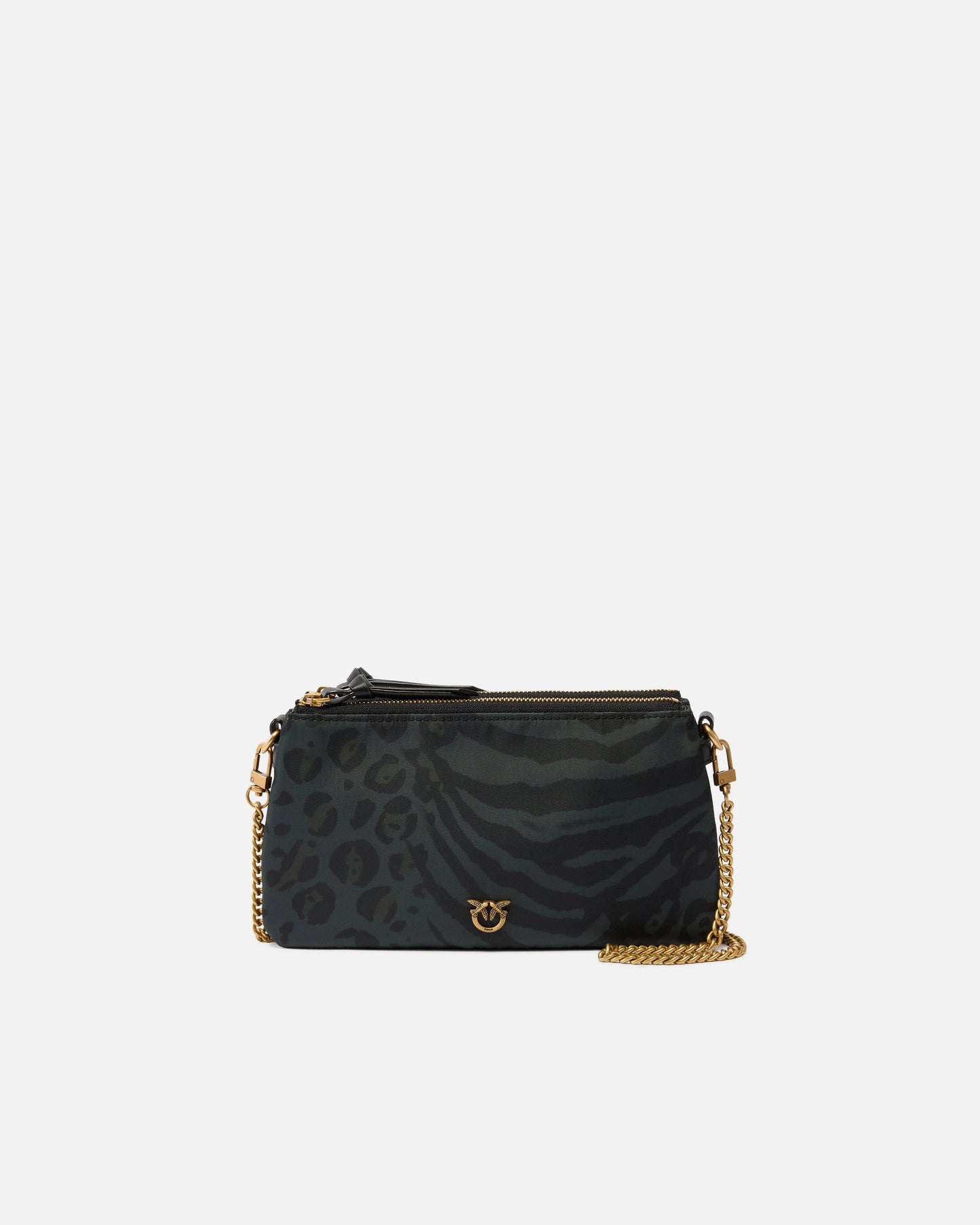 Double Bag Mini small crossbody bag in nylon with animal print