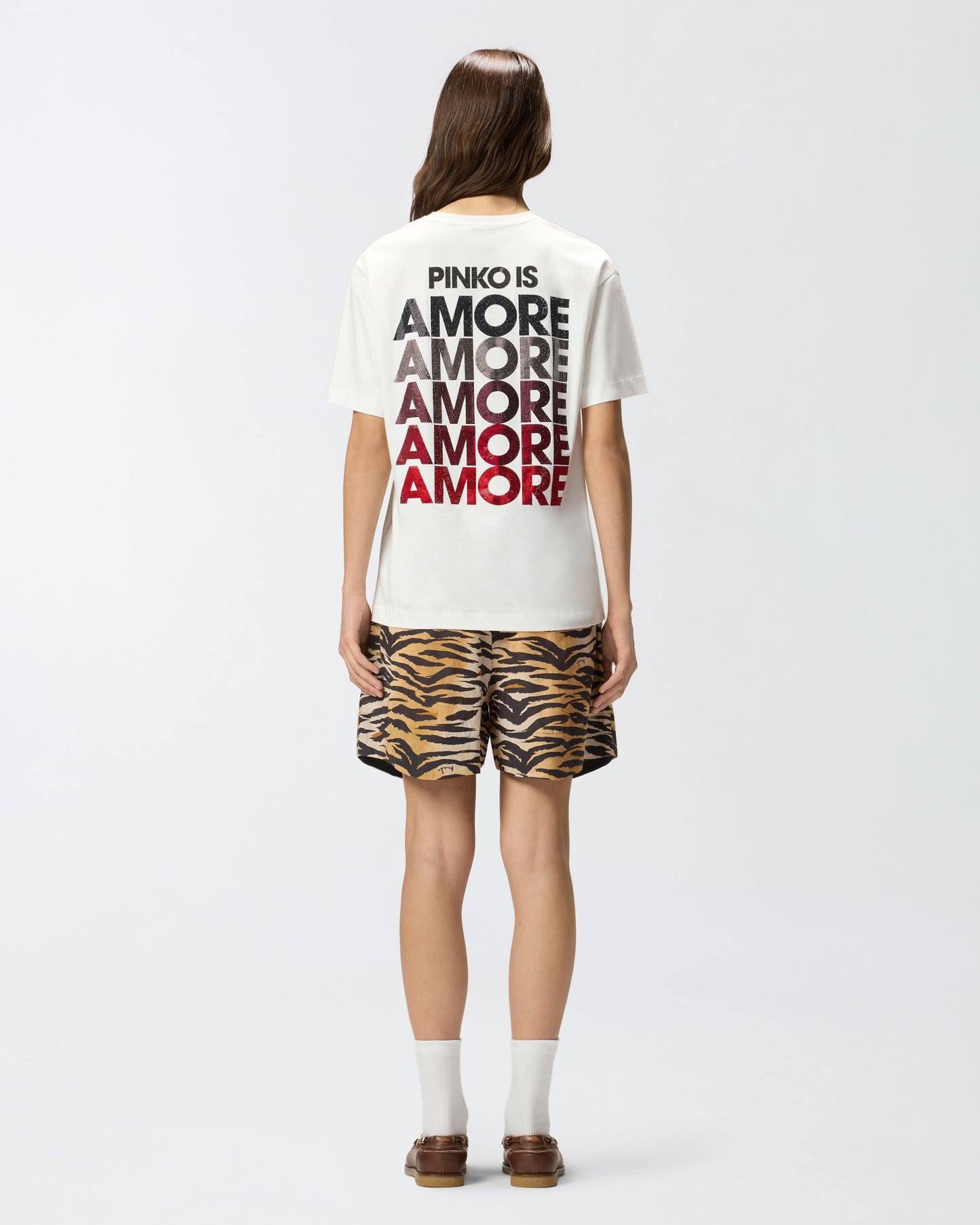 T-shirt with rhinestoned Amore lettering