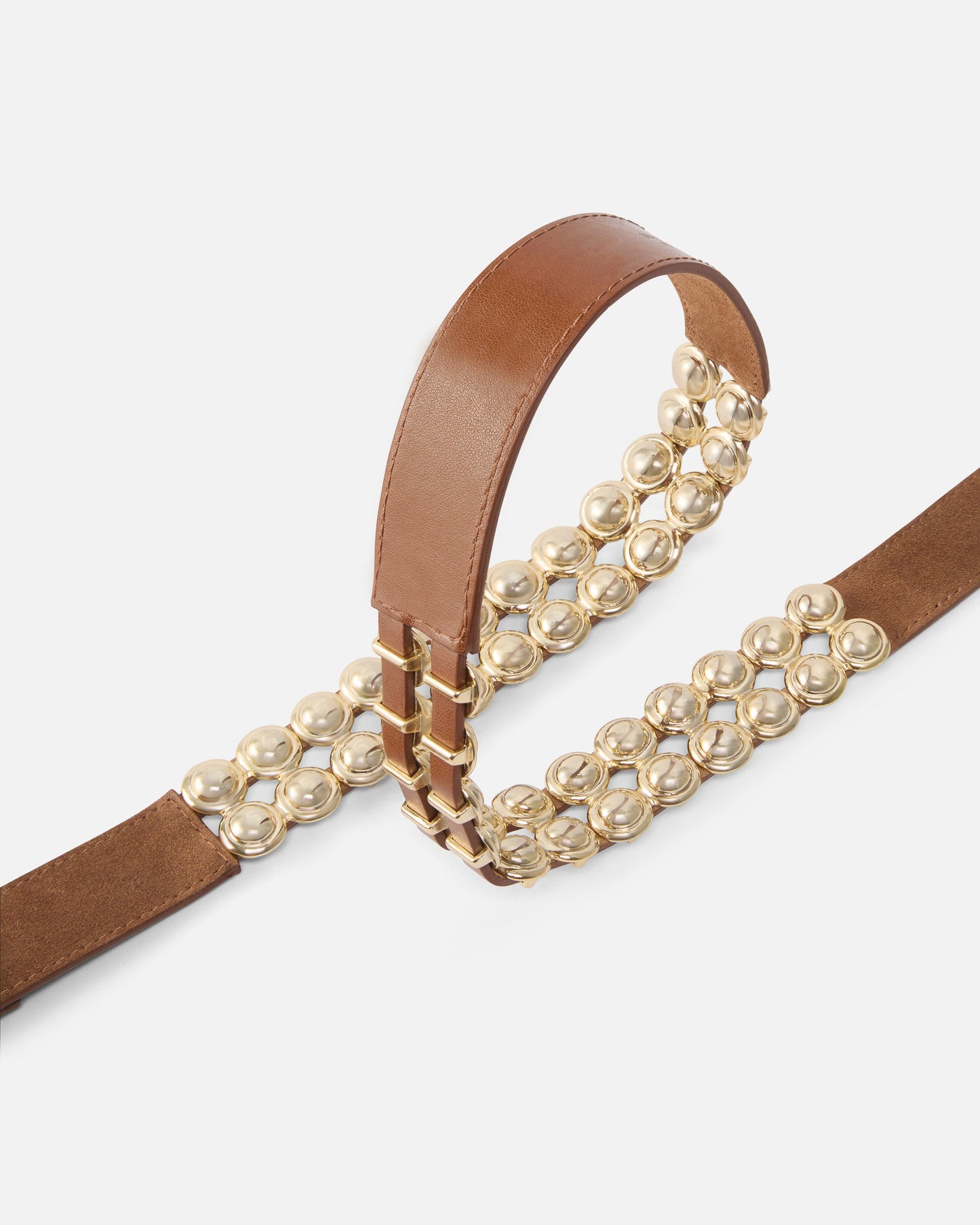 Leather belt with metal embellishments, 3 cm